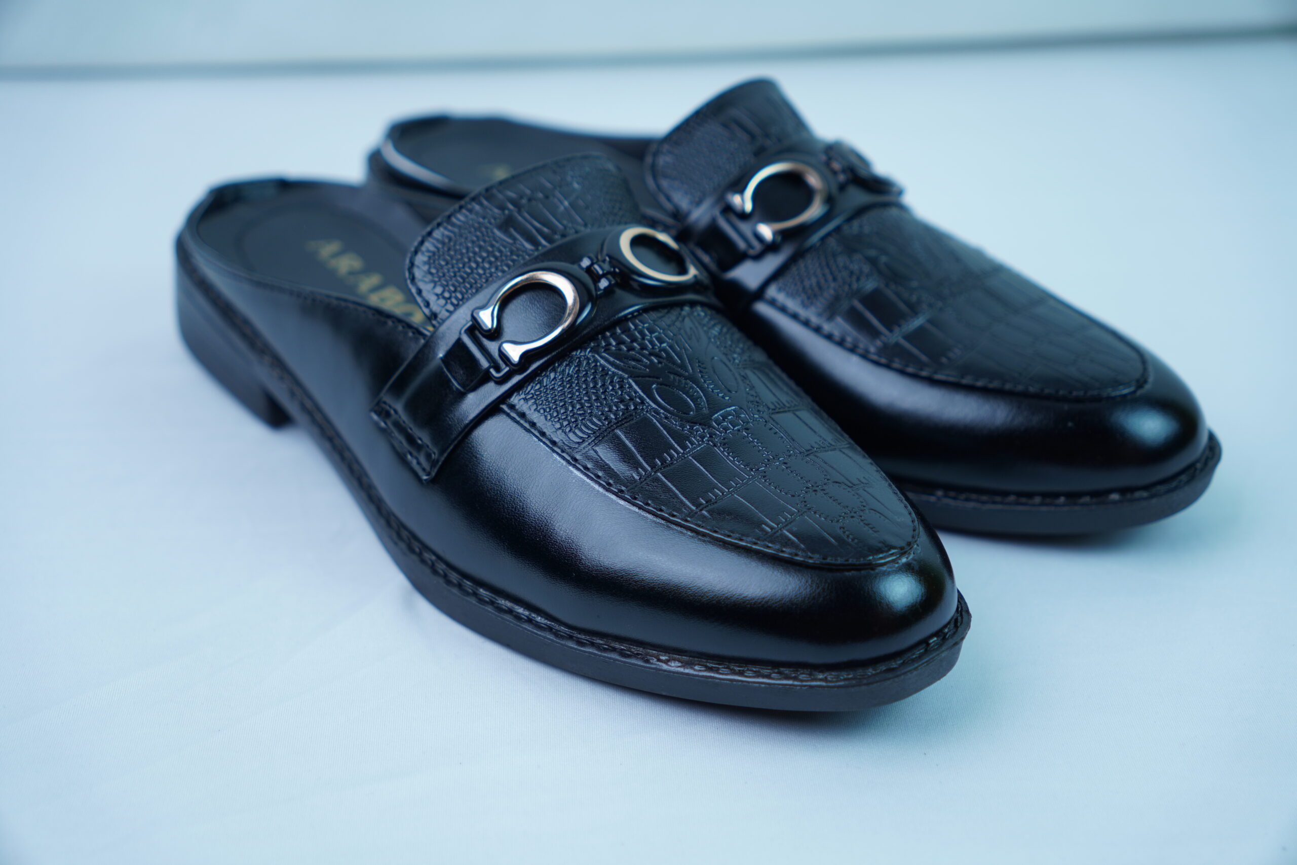 Black Croco Chain Buckle Loafer